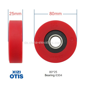 80mm rote Stiefwalze für Xizi Otis Rolltreppen 80*25*6304